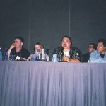 Como miembro del staff de Bongo y artista de los Simpson, Óscar González Loyo participó en una conferencia durante una Comic Con de San Diego.
